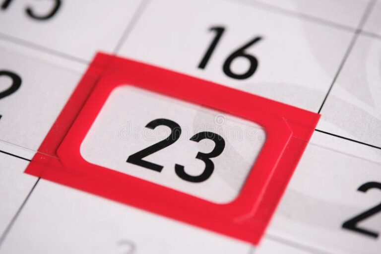 calendrier avec date marquee en rouge